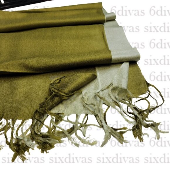 NEW Olive Green Graduating Color Scarf Viscose Shawl - Picture 2 of 7